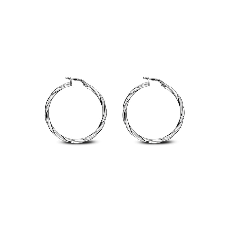 Sterling Silver 20mm Twist Hoop Earrings