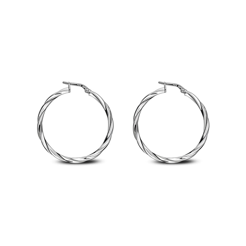 Sterling Silver 35mm Twist Hoop Earrings