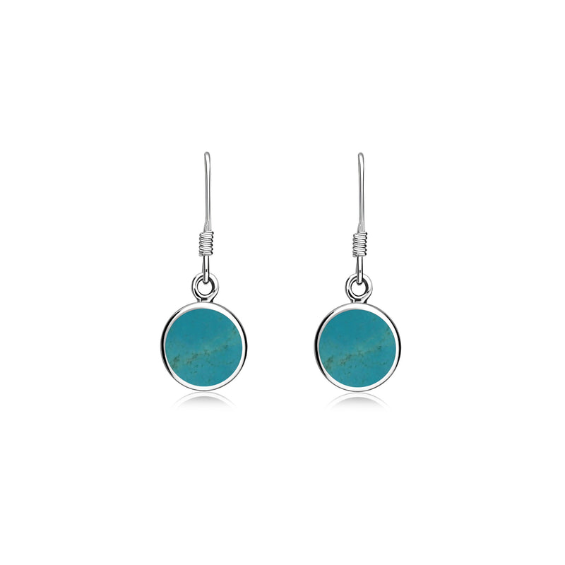 Sterling Silver Turquoise Round Drop Earrings