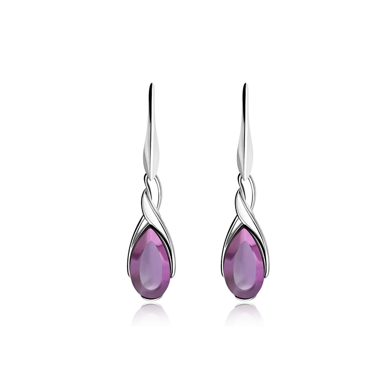 Sterling Silver Amethyst Celtic Drop Earrings