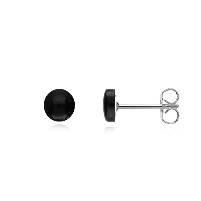 Sterling Silver Whitby Jet 5mm Round Button Stud Earrings