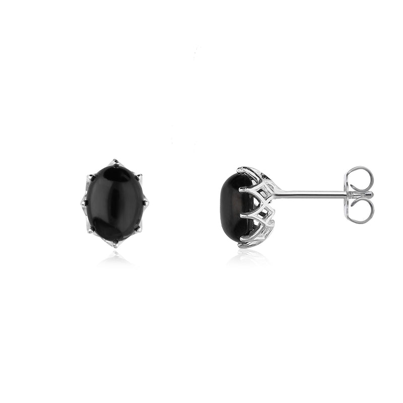 Sterling Silver Whitby Jet Claw Set Stud Earrings
