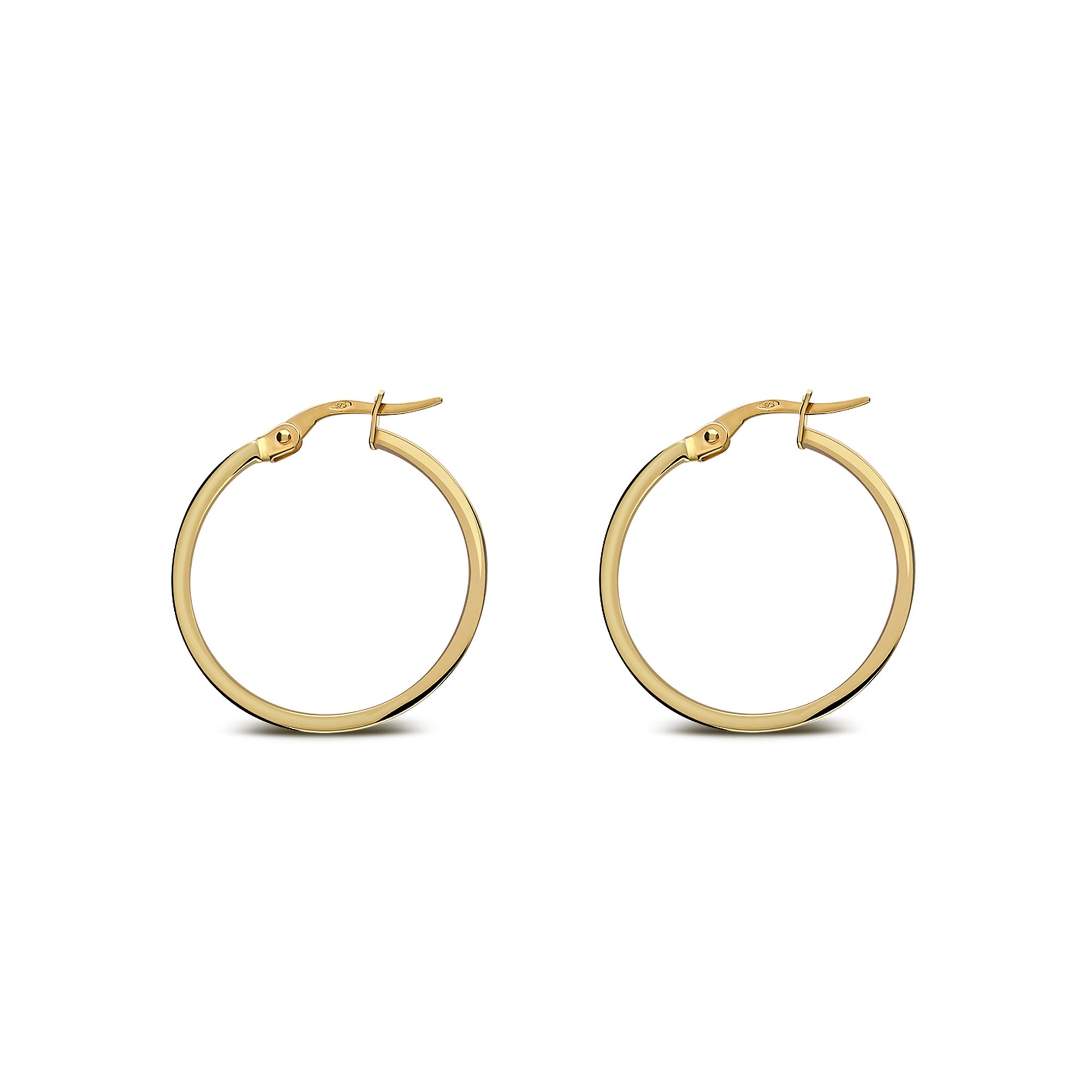 9ct Gold 25mm Closed Round Hoop Earrings