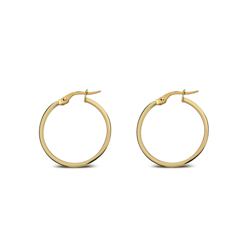 9ct Gold 25mm Classic Squared Hoop Earrings