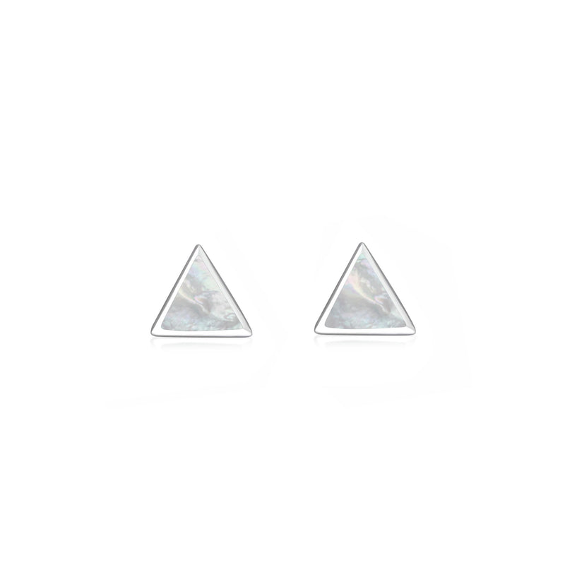 Sterling Silver Mother of Pearl Triangle Stud Earrings