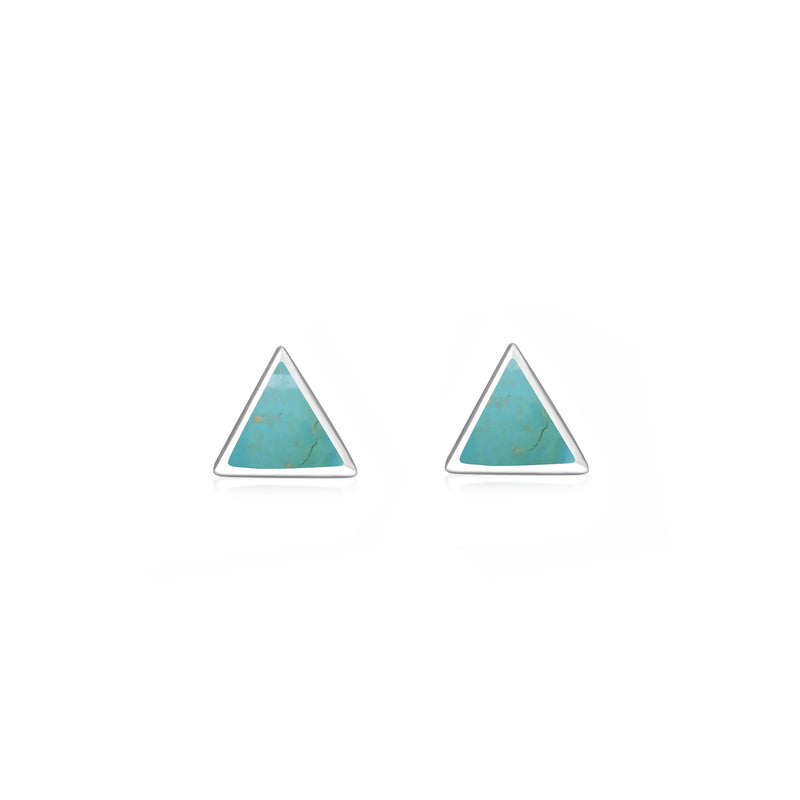 Sterling Silver Turquoise Triangle Stud Earrings