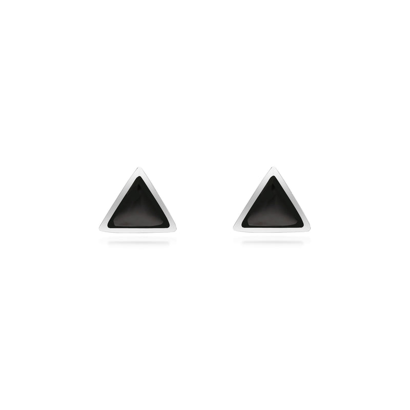 Sterling Silver Whitby Jet Triangle Stud Earrings
