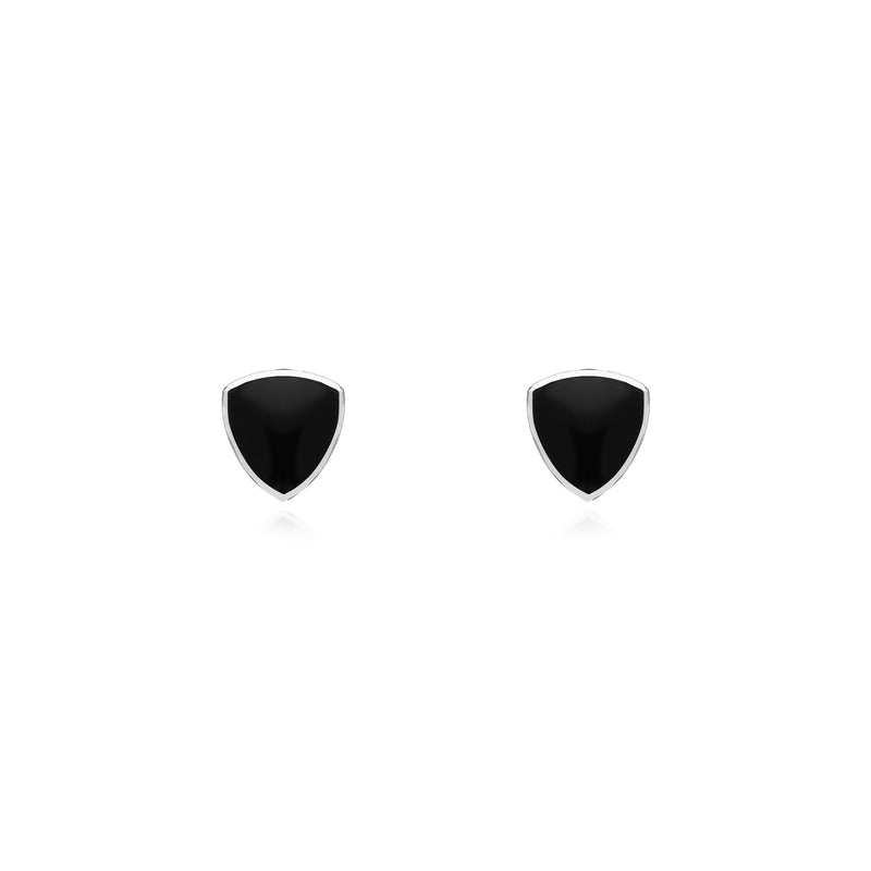 Sterling Silver Whitby Jet Dinky Shield Stud Earrings