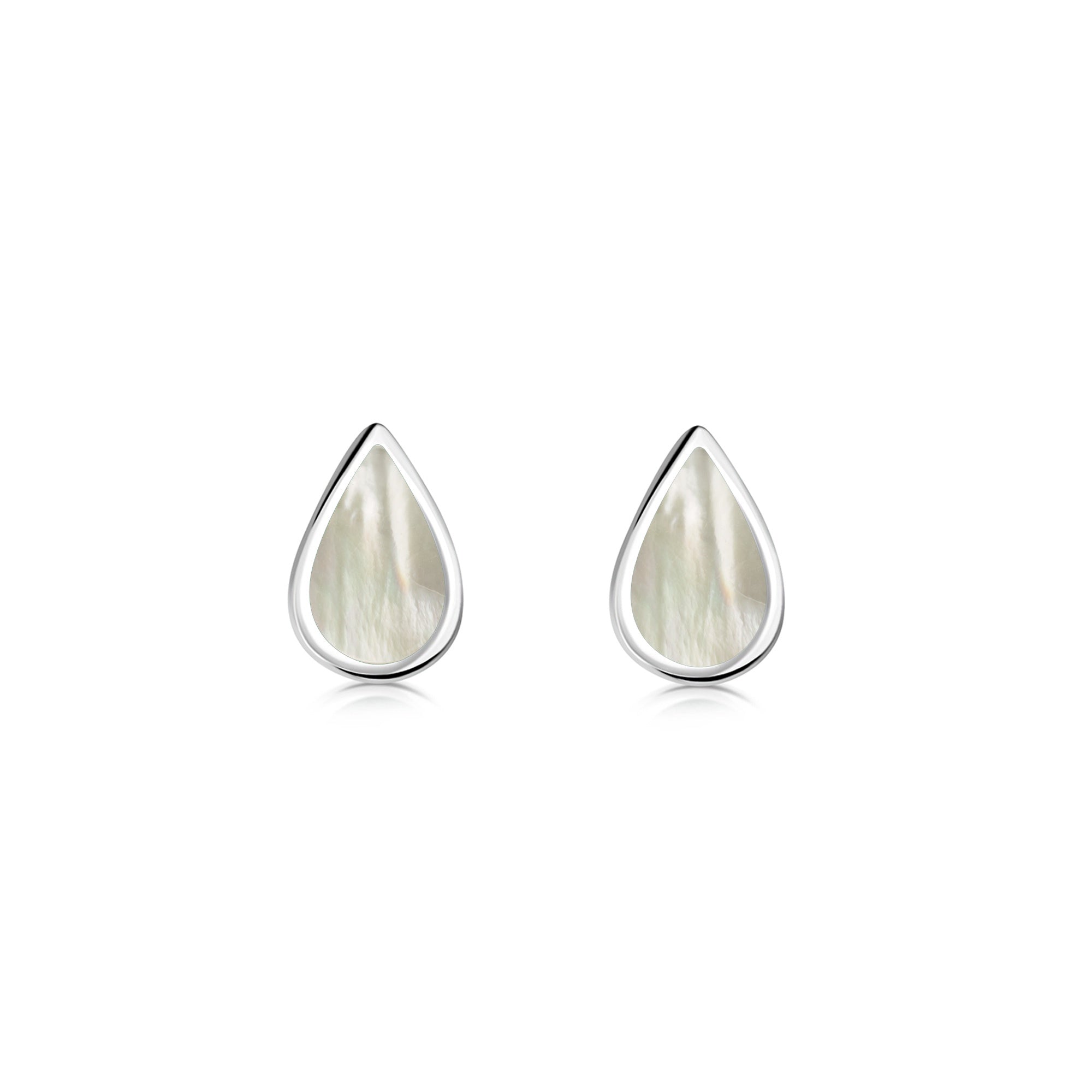 Sterling Silver Mother of Pearl Small Teardrop Stud Earrings