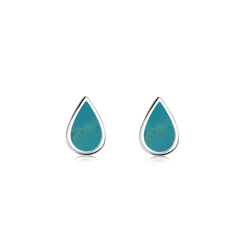 Sterling Silver Turquoise Small Teardrop Stud Earrings