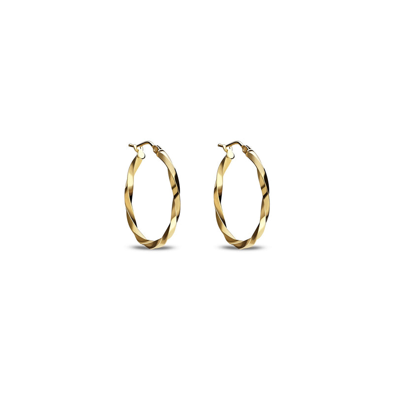 9ct Gold 25mm Twist Hoop Earrings
