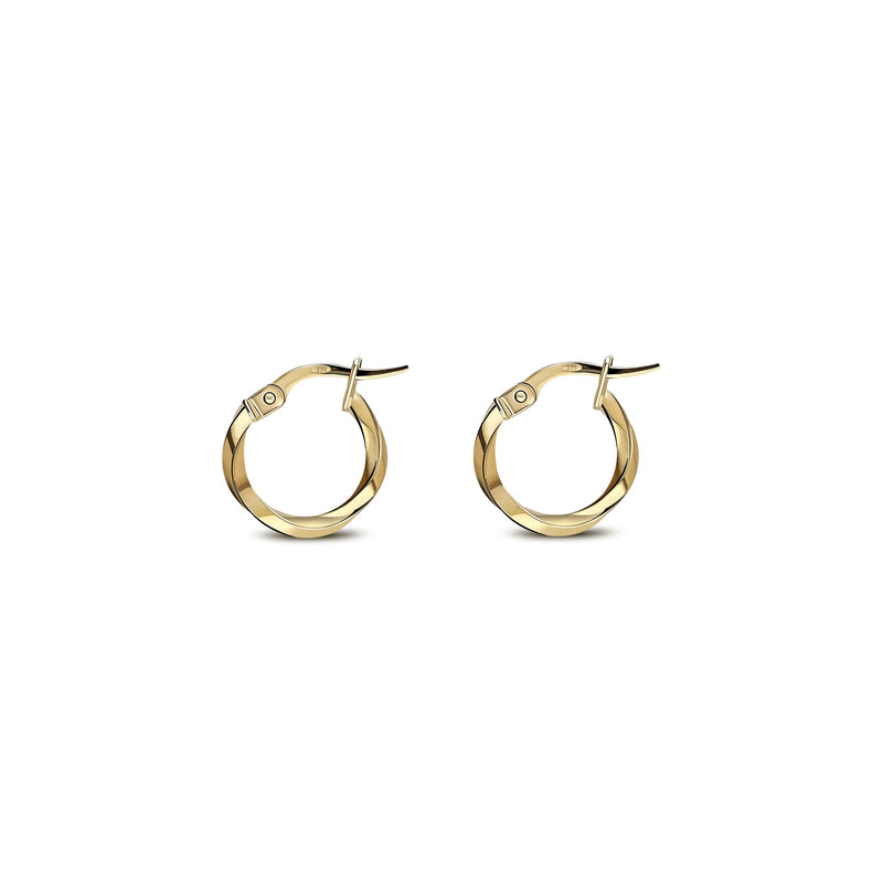 9ct Gold 14mm Twist Hoop Earring