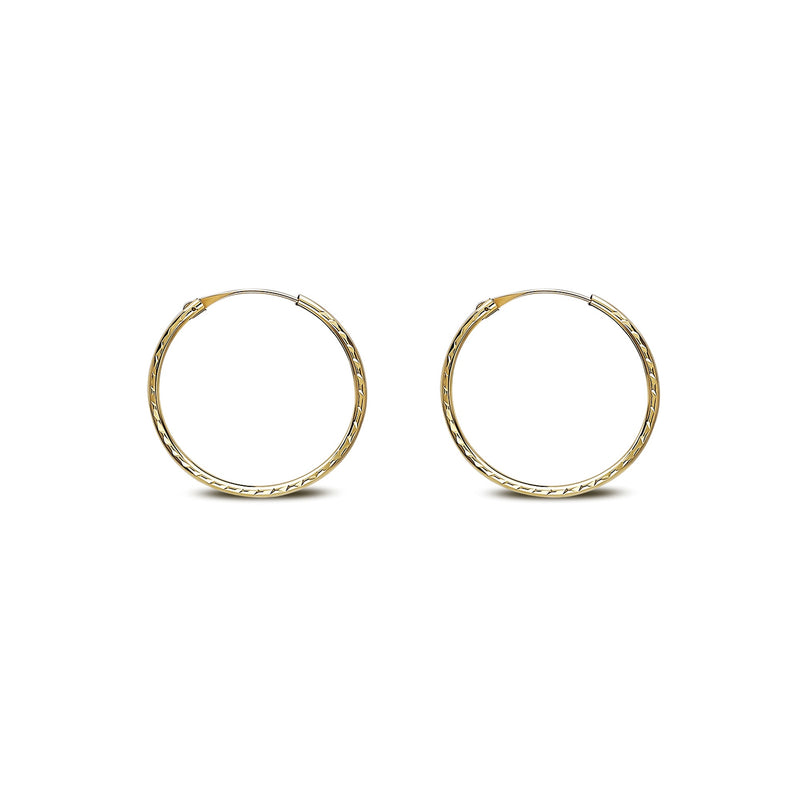 9ct Gold 25mm Diamond Cut Sleeper Hoop Earrings