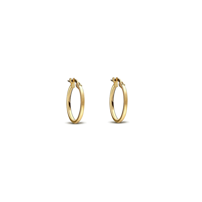 9ct Gold 14mm Classic Squared Hoop Earrings