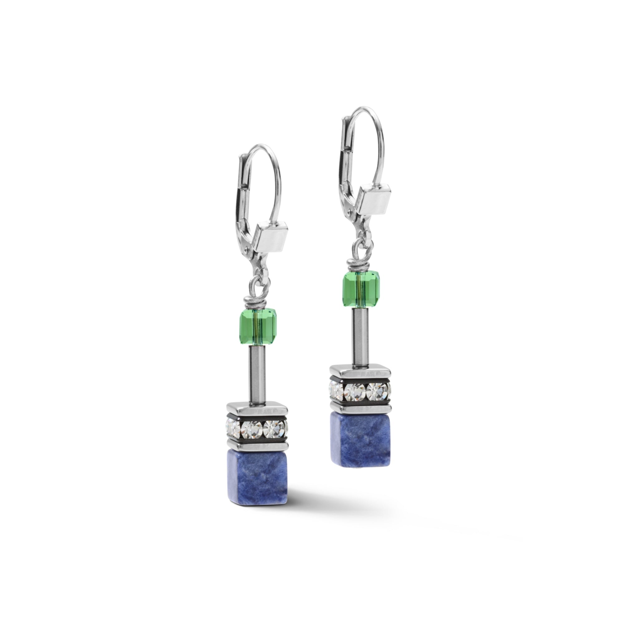 GeoCUBE Swarovski Crystals & Gemstones Blue-Green Earrings