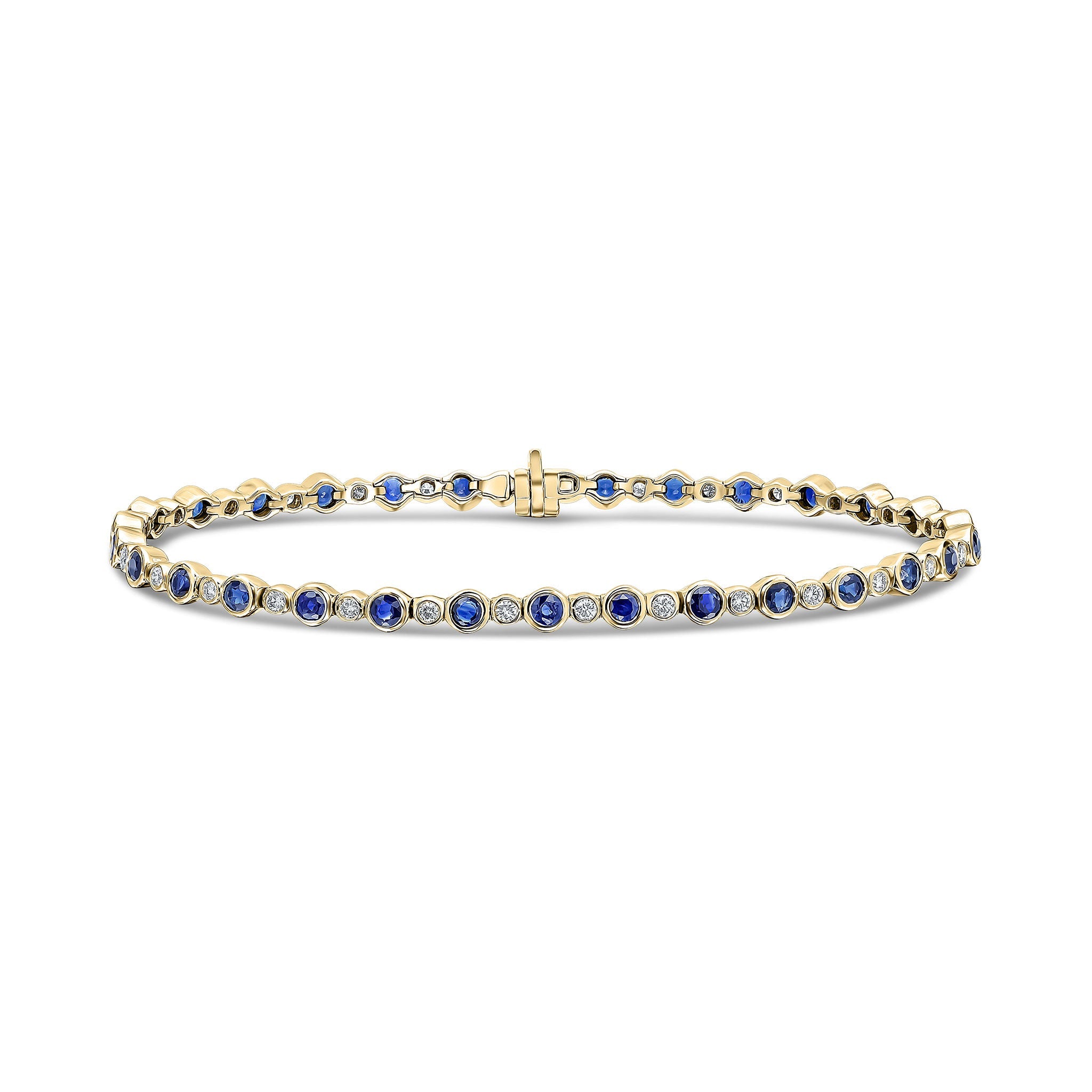 18ct Yellow Gold Round Sapphire And Diamond Bracelet