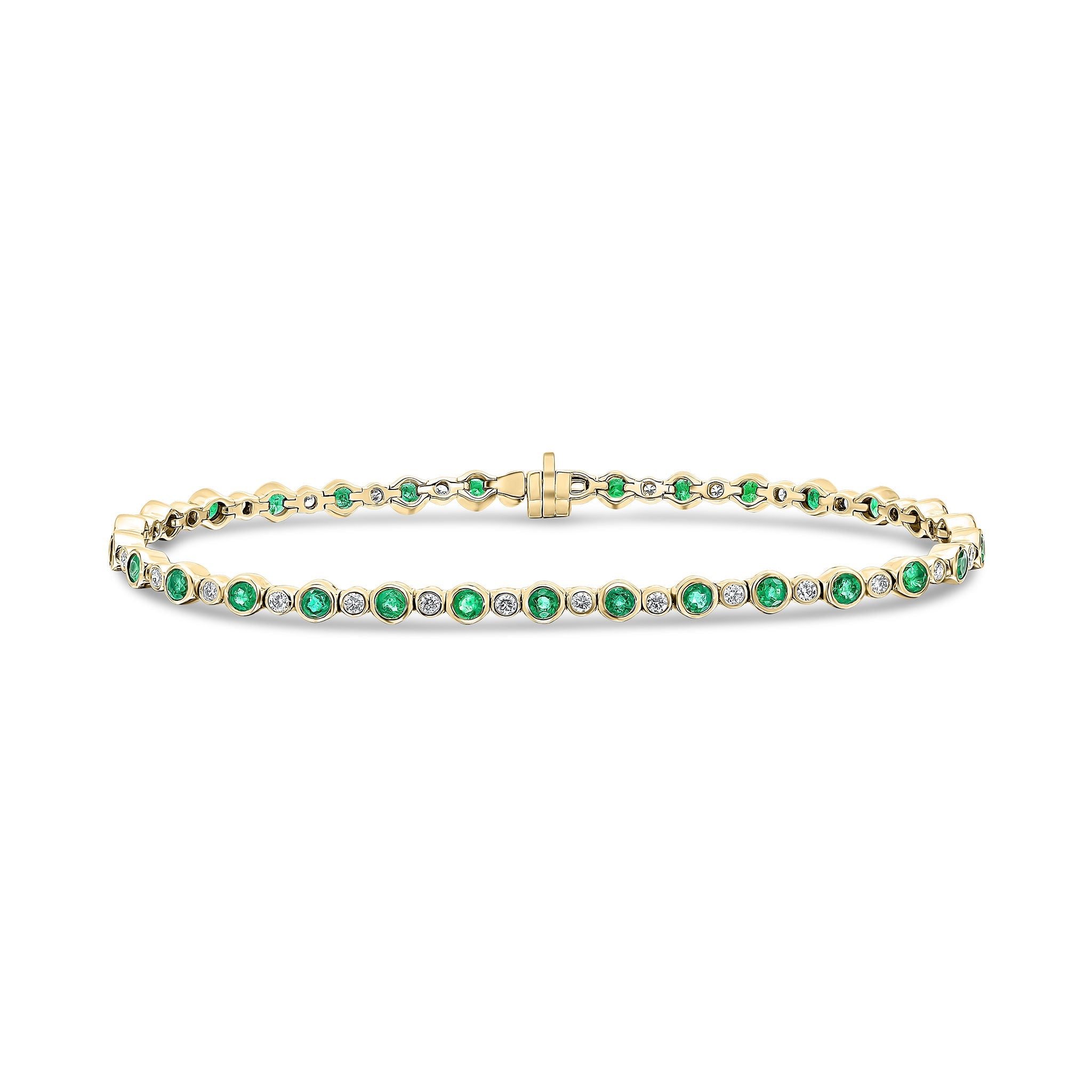 18ct Yellow Gold Round Emerald And Diamond Bracelet