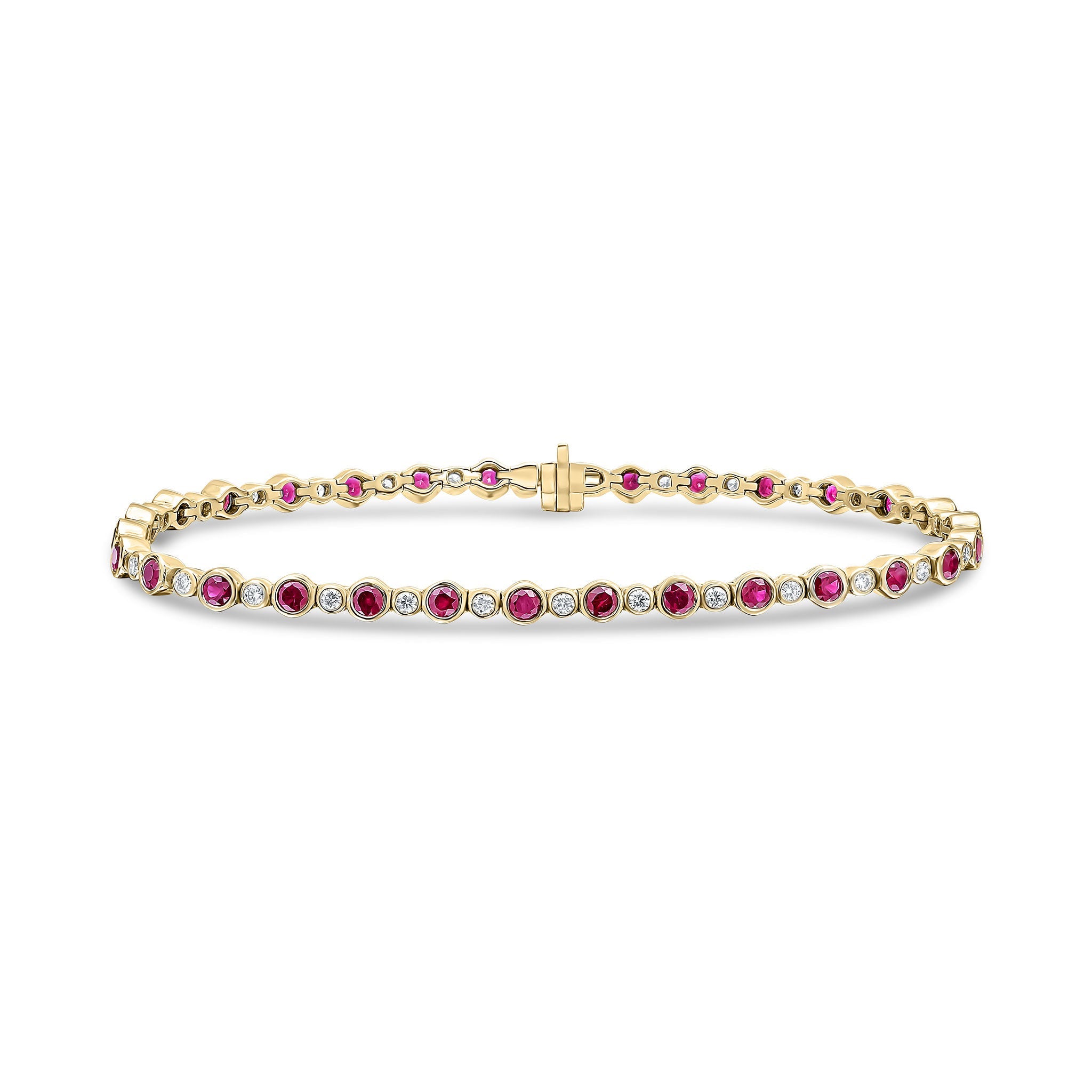 18ct Yellow Gold Round Ruby And Diamond Bracelet