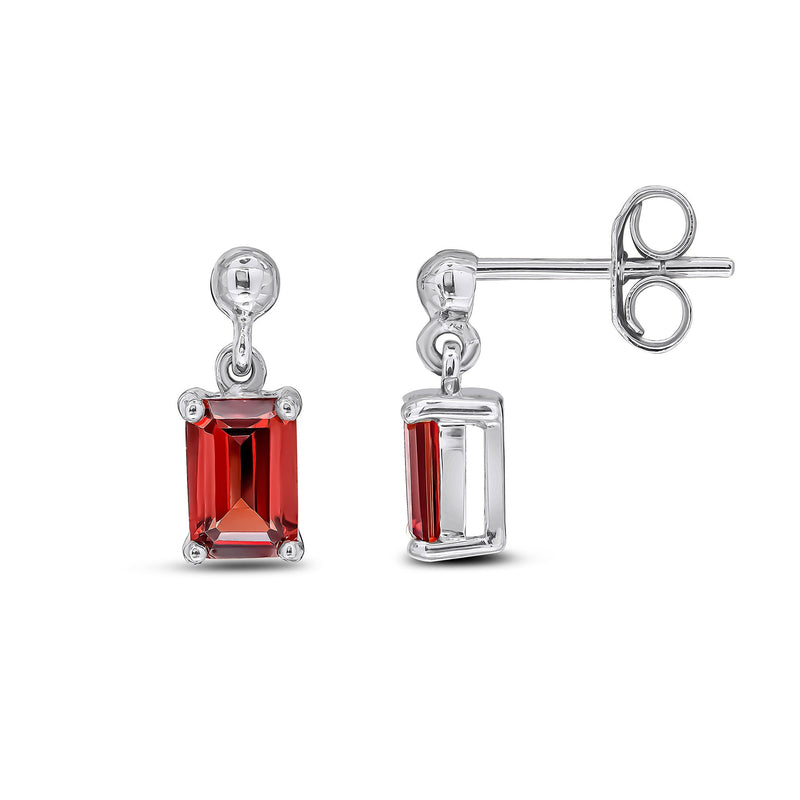 9ct White Gold Garnet Octagonal Claw Set Earrings 1.32ct