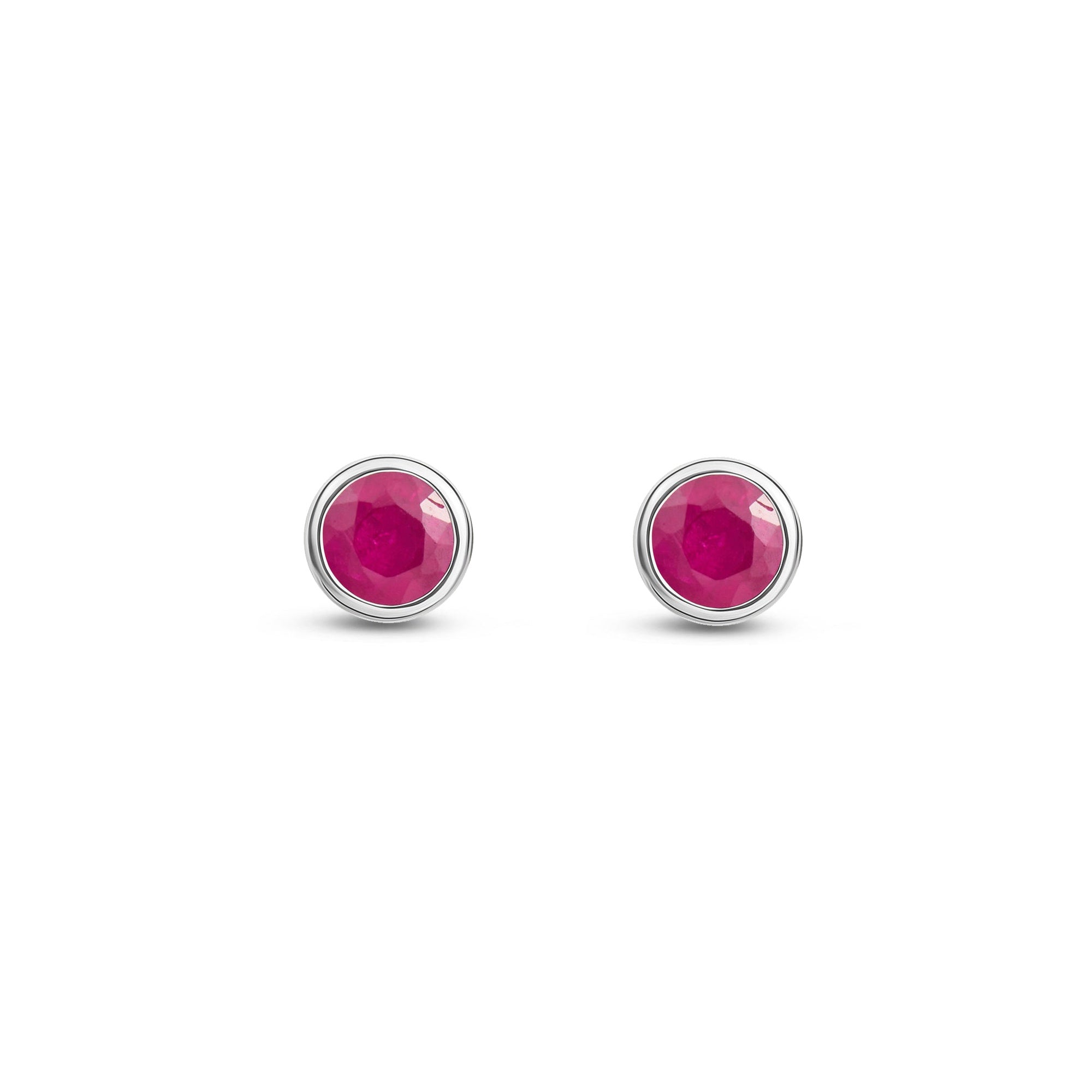 9ct White Gold 3mm Rubover Ruby Stud Earrings 0.28ct