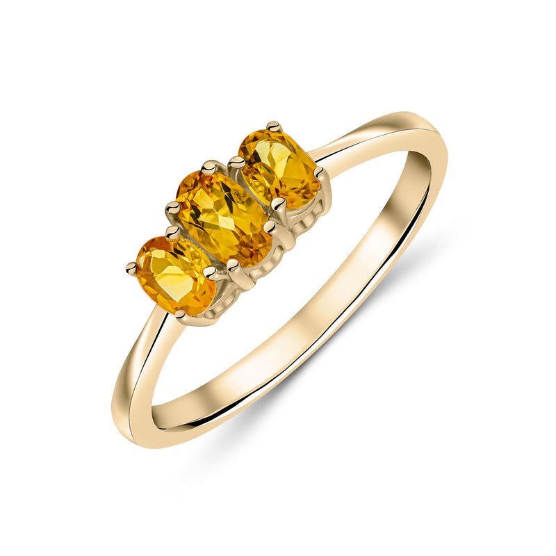 9ct Yellow Gold Citrine Trilogy Ring 0.47ct