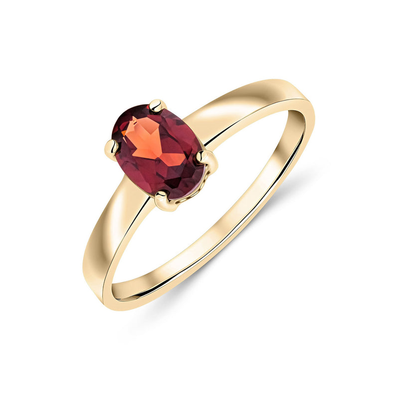9ct Yellow gold Garnet Oval Solitaire Ring 0.87ct
