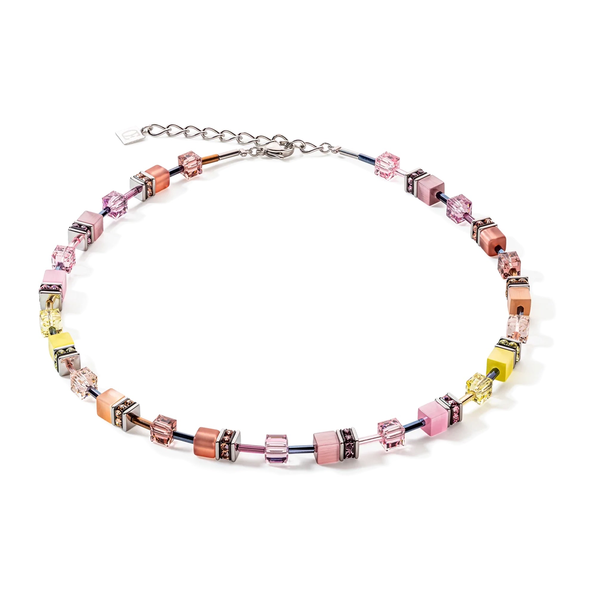 GeoCUBE Iconic Multicolour Vintage Lilac-Yellow Necklace