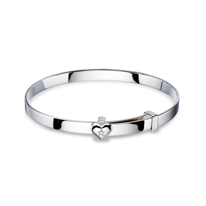 Gisele - Diamond Heart Christening Bangle