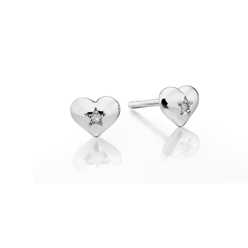 Suri - Diamond Heart Stud Earrings