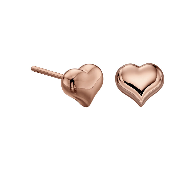 Emily - Rose Gold Heart Stud Earrings