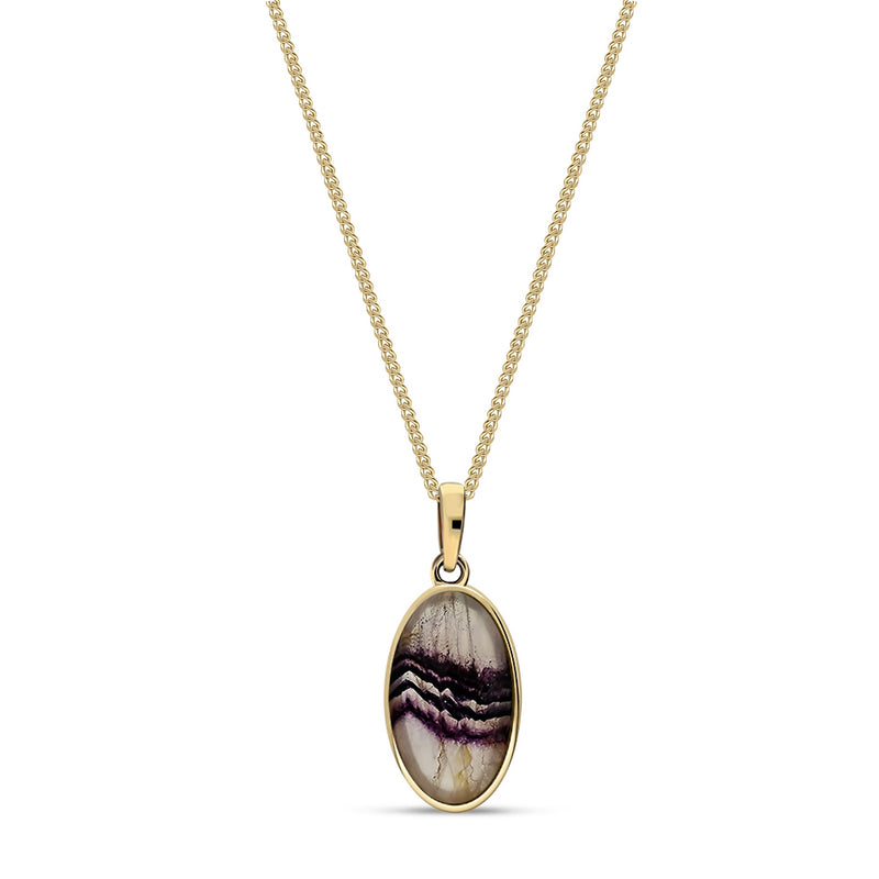 9ct Yellow Gold Blue John Oval Pendant