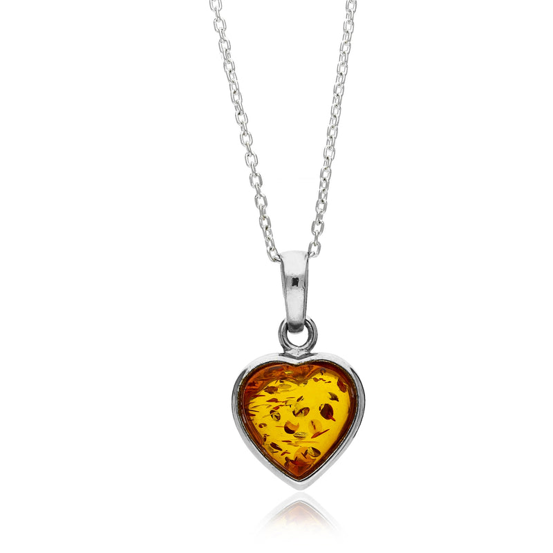 Sterling Silver Amber Small Heart Pendant