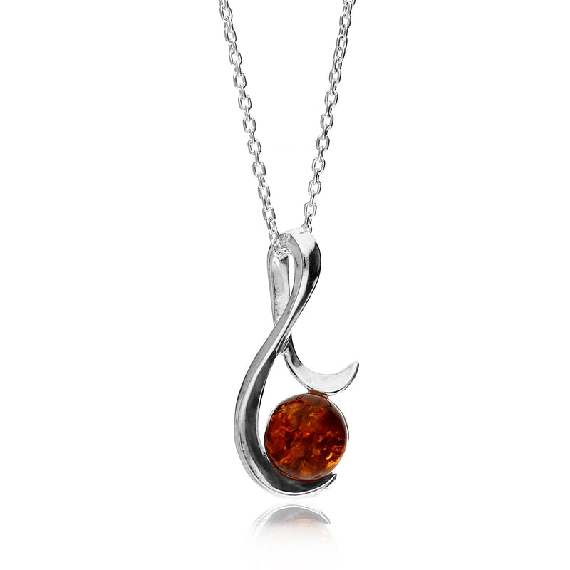 Sterling Silver Amber Music Note Pendant