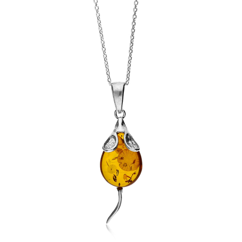 Sterling Silver Amber Mouse Pendant