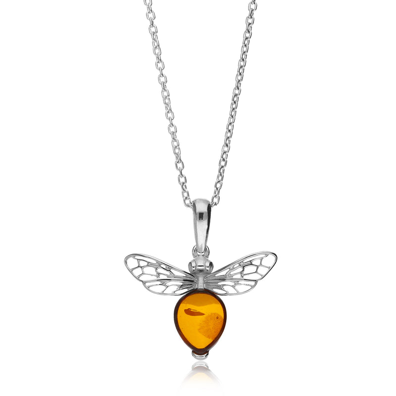 Sterling Silver Amber Bee Pendant
