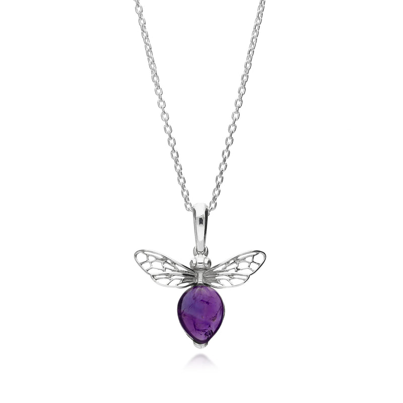 Sterling Silver Amethyst Bee Pendant