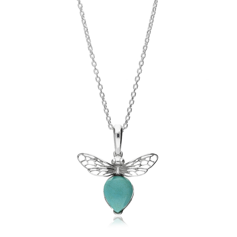 Sterling Silver Turquoise Bee Pendant