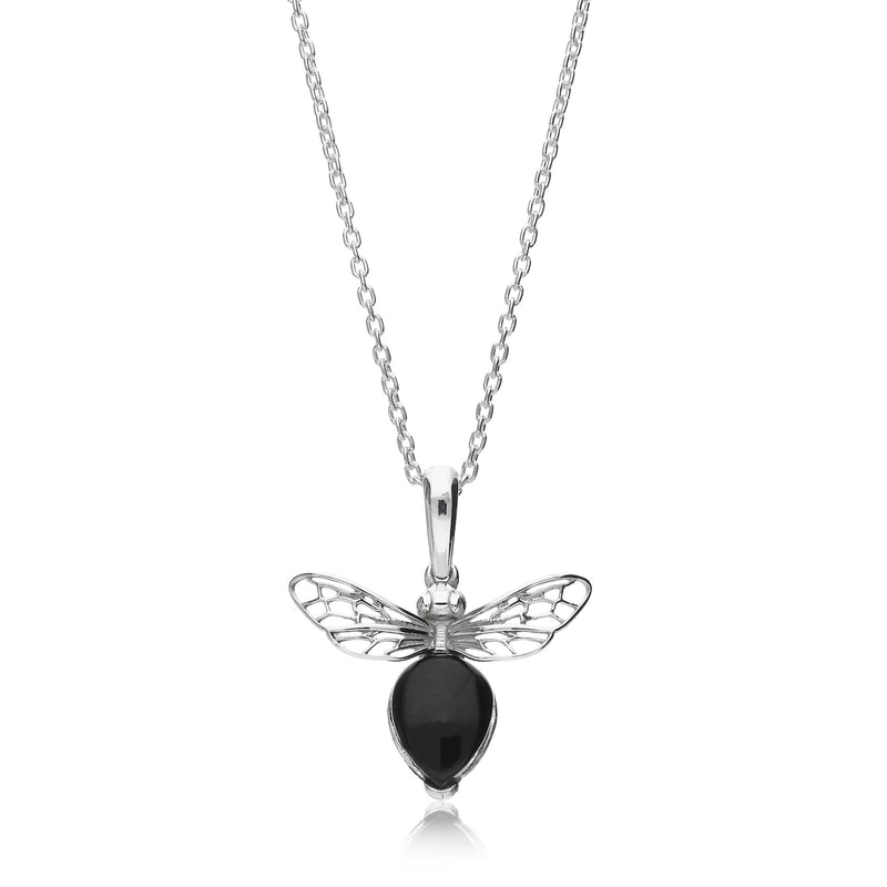 Sterling Silver Whitby Jet Bee Pendant