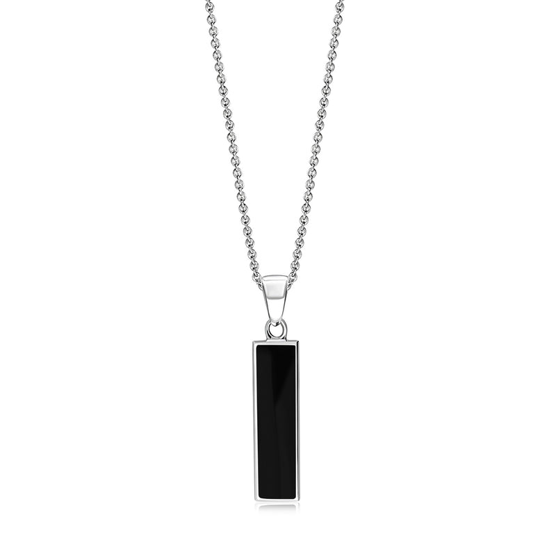 Sterling Silver Whitby Jet Rectangular Pendant