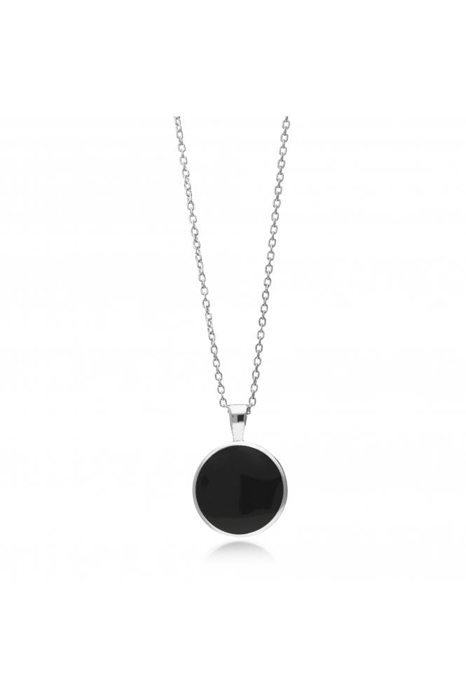 Sterling Silver Whitby Jet Plain Round Pendant