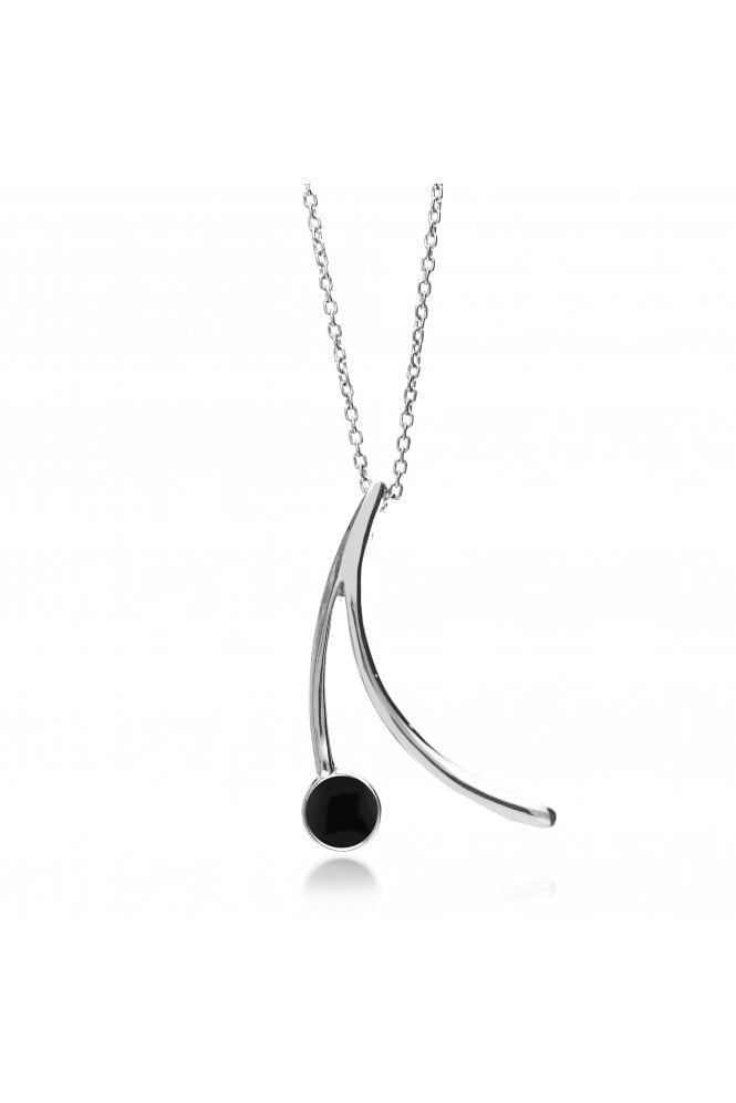 Sterling Silver Whitby Jet Cherry Pendant