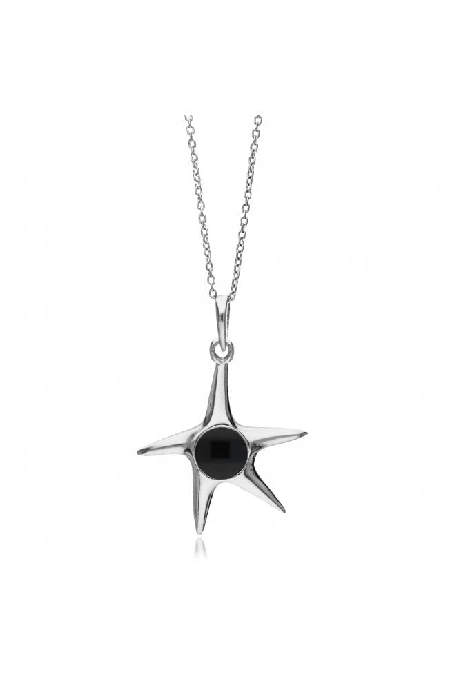 Sterling Silver Whitby Jet Starfish Pendant