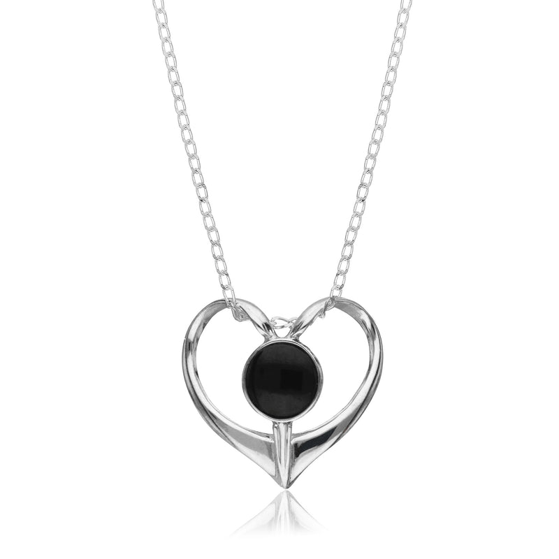 Sterling Silver Whitby Jet Floating Heart Pendant