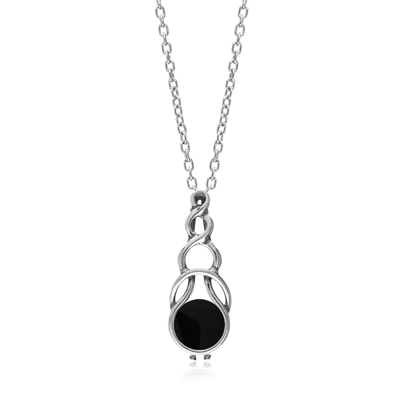 Sterling Silver Whitby Jet Celtic Oxidised Pendant
