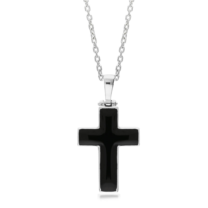 Sterling Silver Whitby Jet Large Cross Pendant