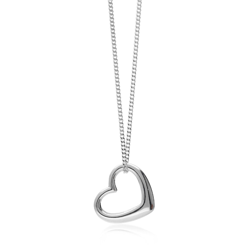 Sterling Silver Offset Heart Pendant