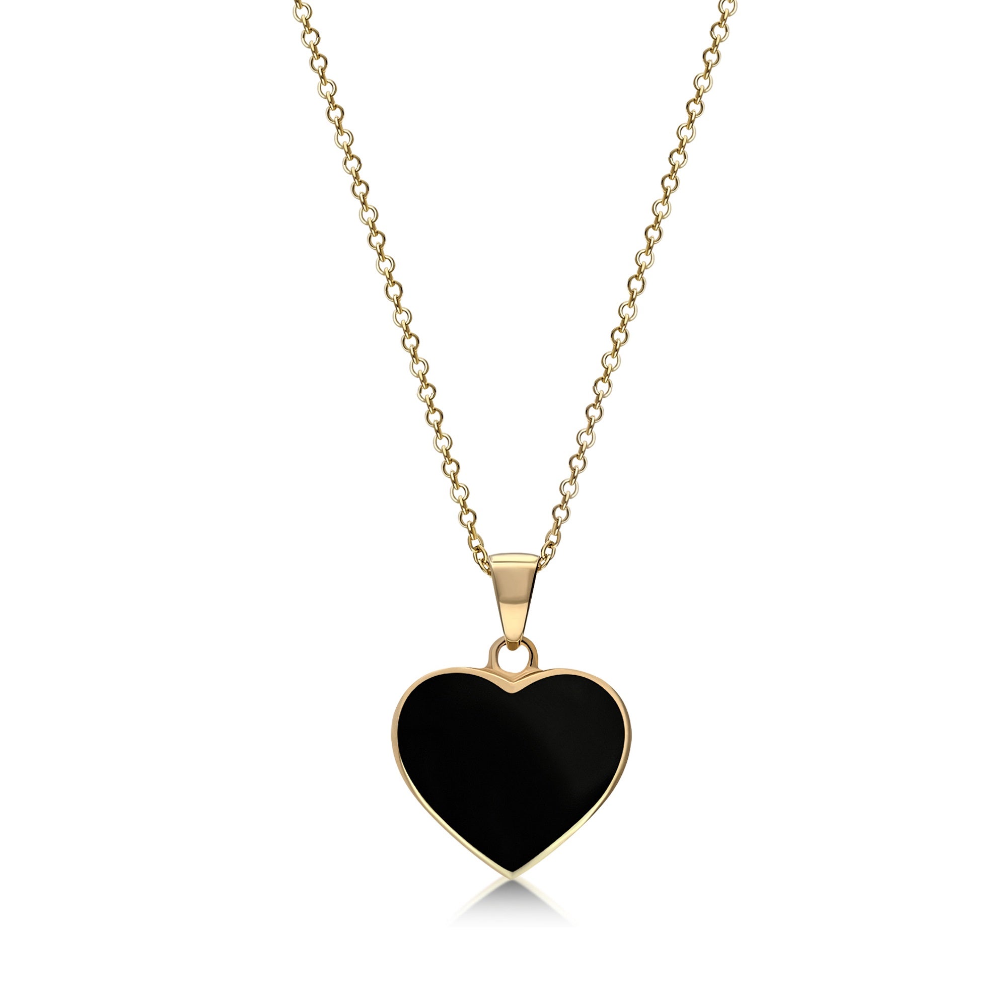 9ct Yellow Gold Whitby Jet Large Heart Pendant