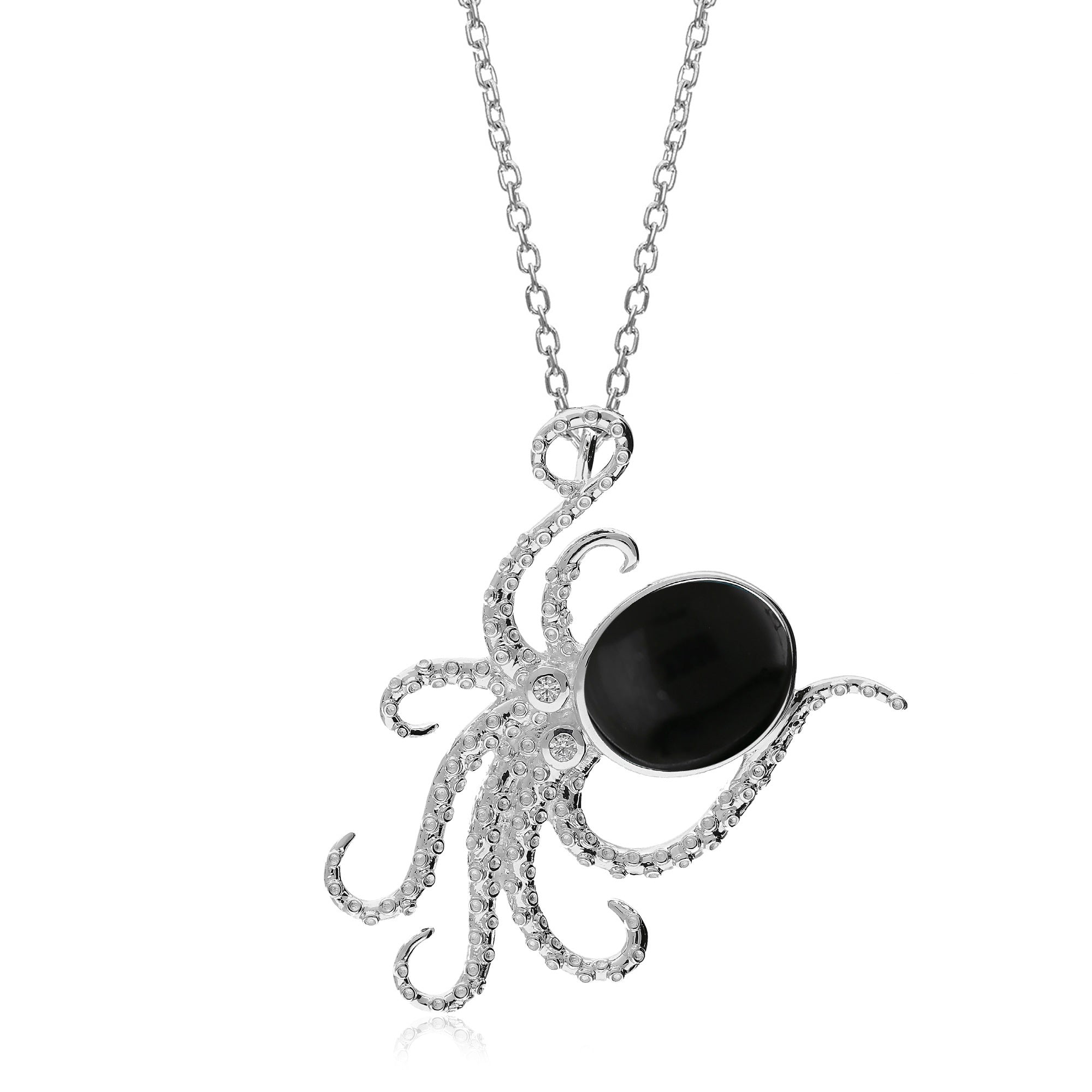 Oxidised Sterling Silver Whitby Jet Octopus Pendant