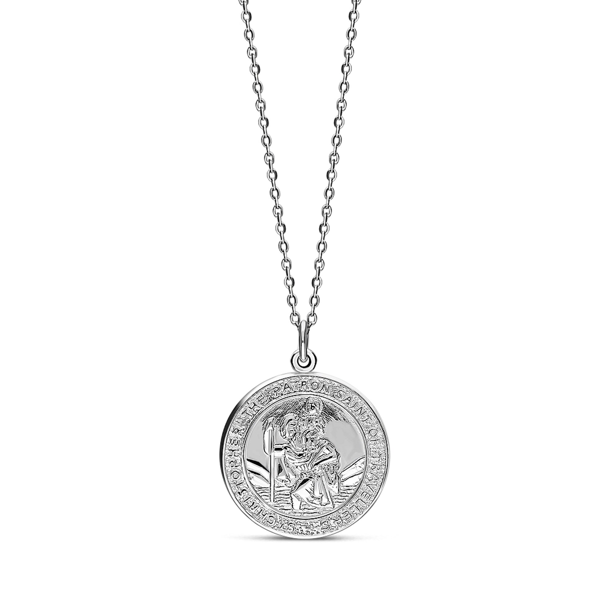 Sterling Silver St. Christopher Round Pendant