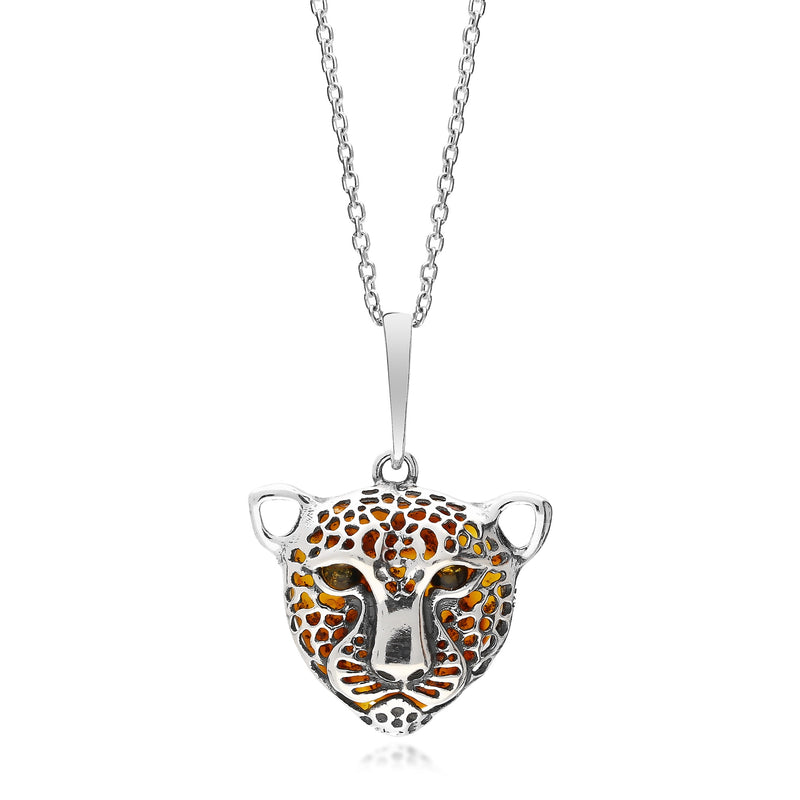 Sterling Silver Amber Leopard Pendant